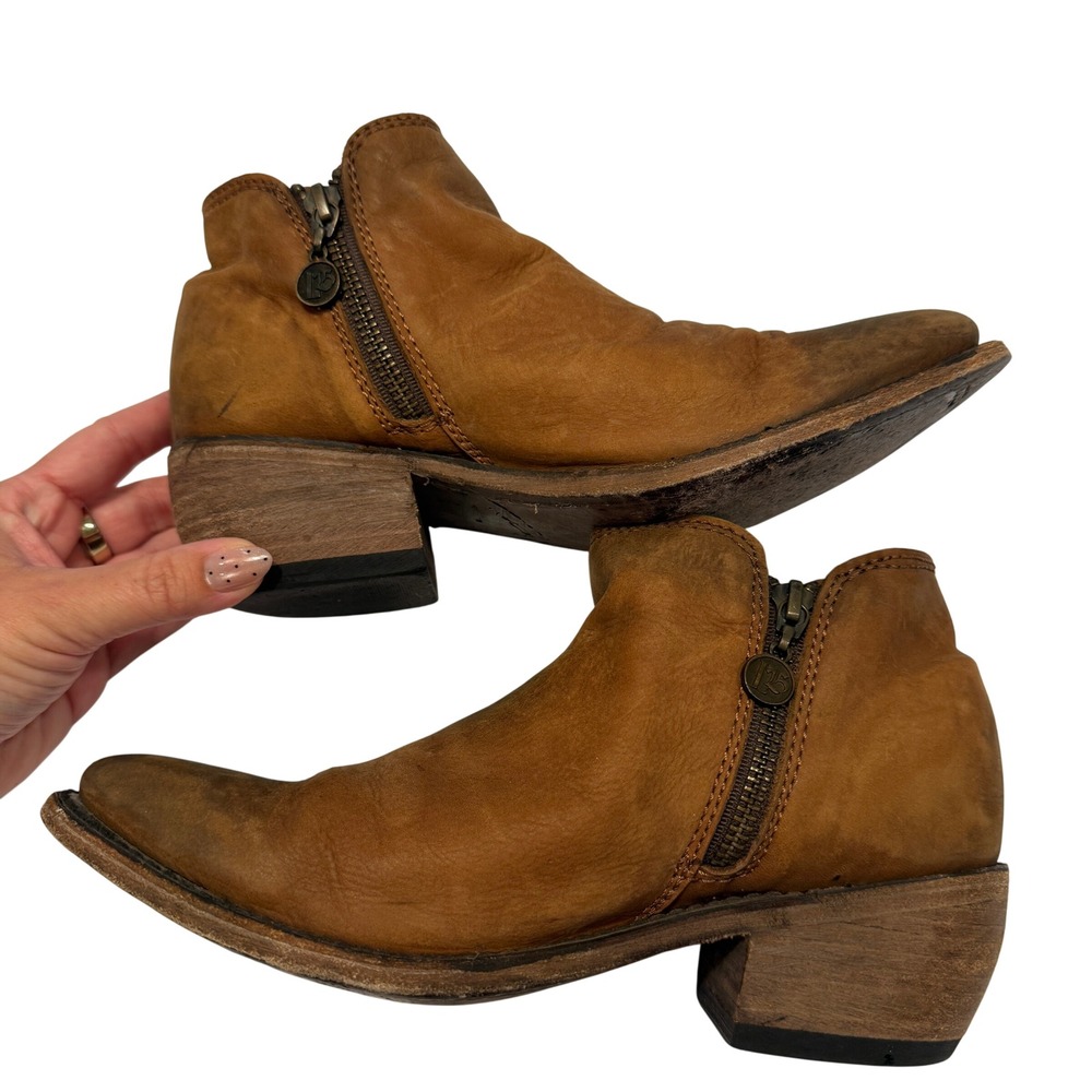 Liberty Black Ankle Boots Women 7 Tan Leather Distressed Western Cowgirl Boho